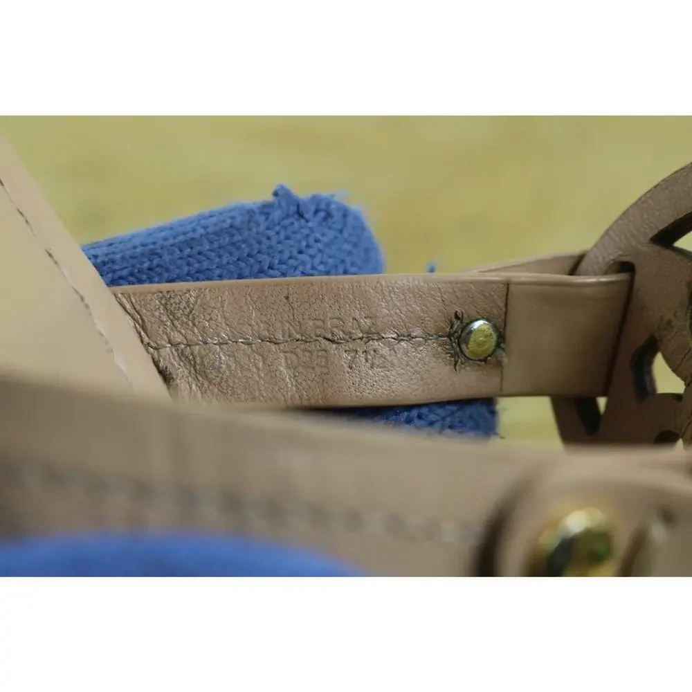 Tory Burch Sandals 7.5 Brown Leather Miller Logo Thong Shoes Flats